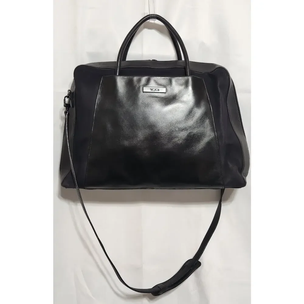 TUMI‎ Black Nylon Leather Tote, Laptop Bag Good Condition Travel Carryon